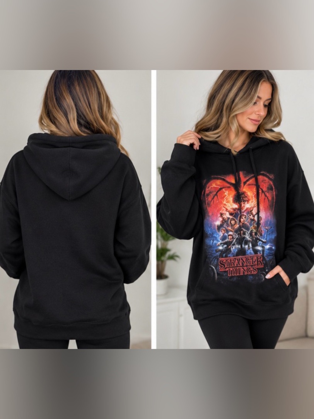 🖤 Stranger Things Graphic Hoodie – Women’s Small / oversized sportswear